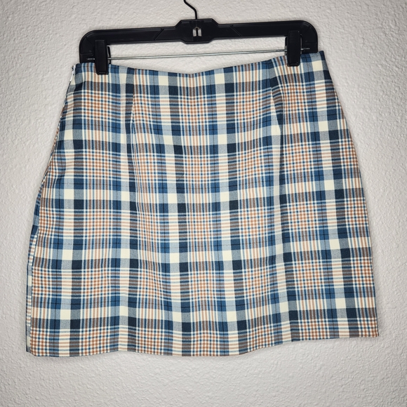 Lulu's White and Blue Mini Pencil Skirt with Slit Womens Size Large NWT - Picture 2 of 11